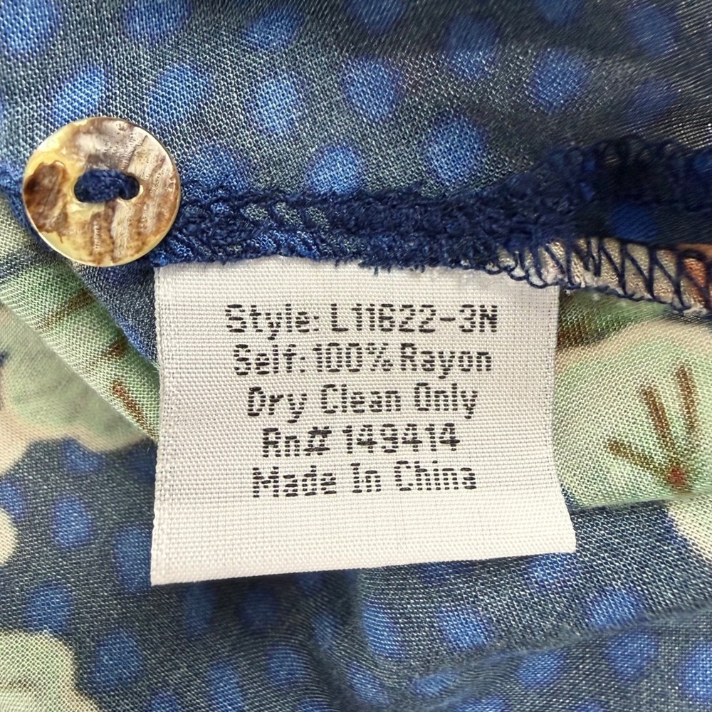 Johnny Was Jader Blouse Women S Blue Dragon Floral Silk Dolman Sleeve Boho Top - Picture 9 of 9